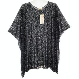 Sunset Cove One Size Swimsuit Cover Up Blk Crochet